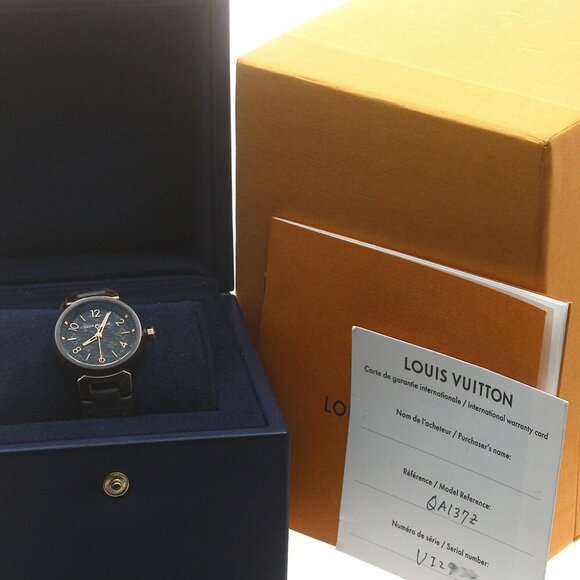 LOUIS VUITTON Tanbur slim QA137 black Dial Quartz Ladies Watch_882859 - Picture 1 of 7